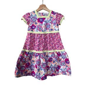 Hanna Andersson 110 Floral Pink Girl Sleeve Dress Daisy